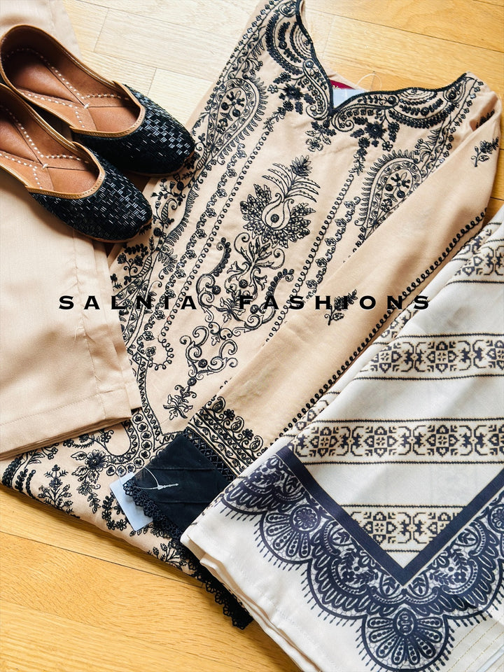 SCHIFFLI EMBROIDERED LINEN SUIT