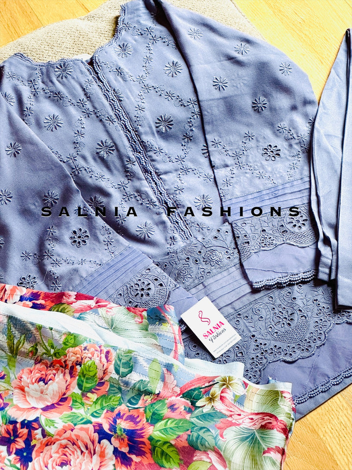 SCHIFFLI EMBROIDERED LINEN SUIT