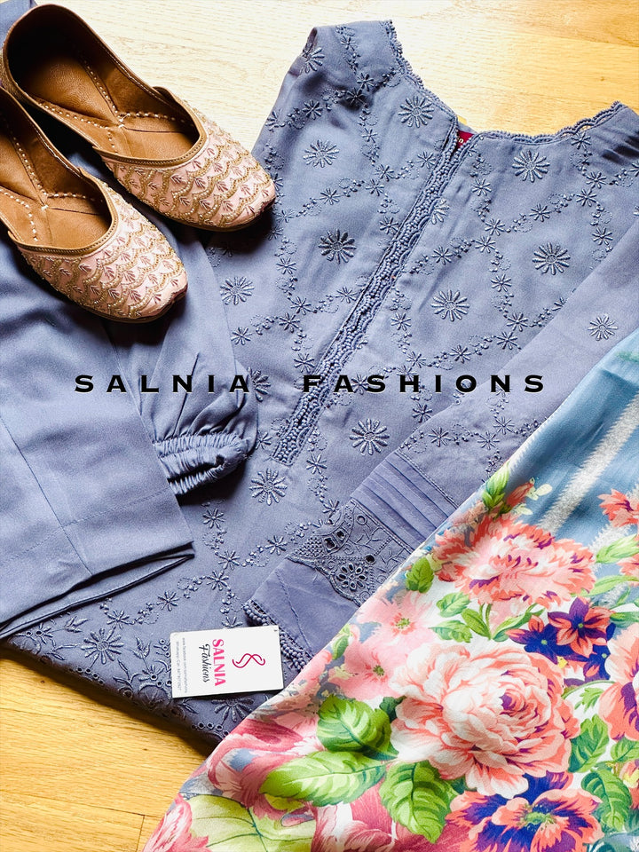 SCHIFFLI EMBROIDERED LINEN SUIT