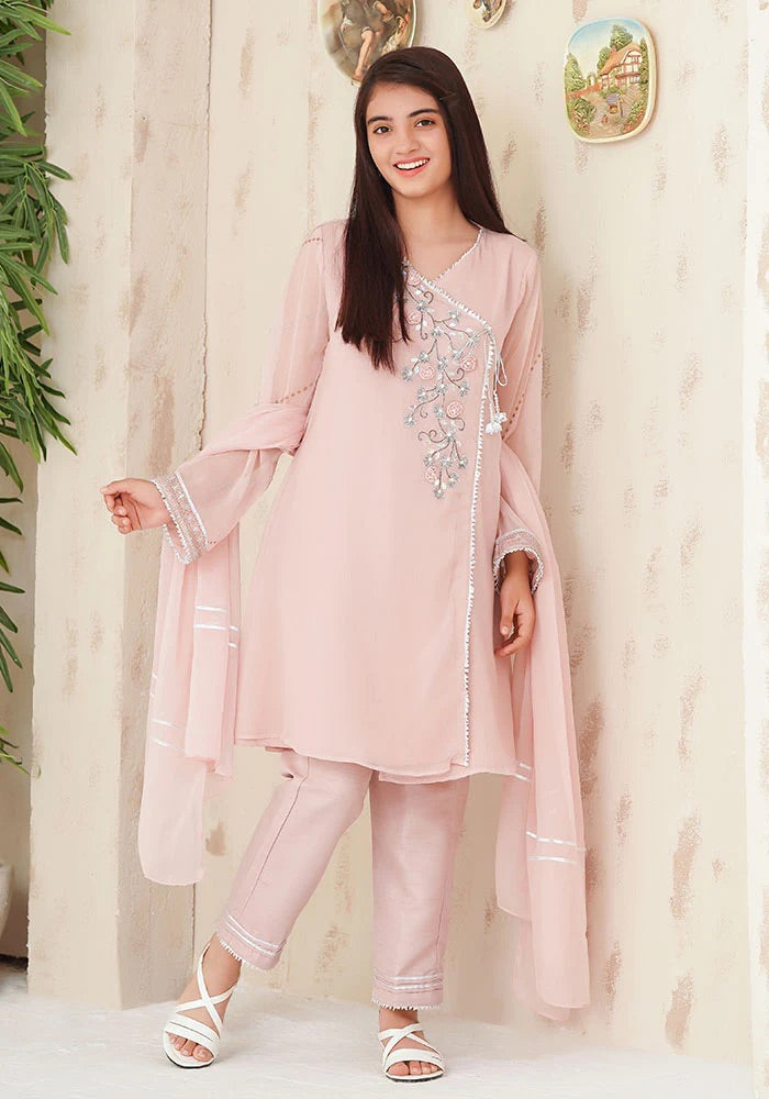 EMBROIDERED CHIFFON KIDS 3-PC SUIT