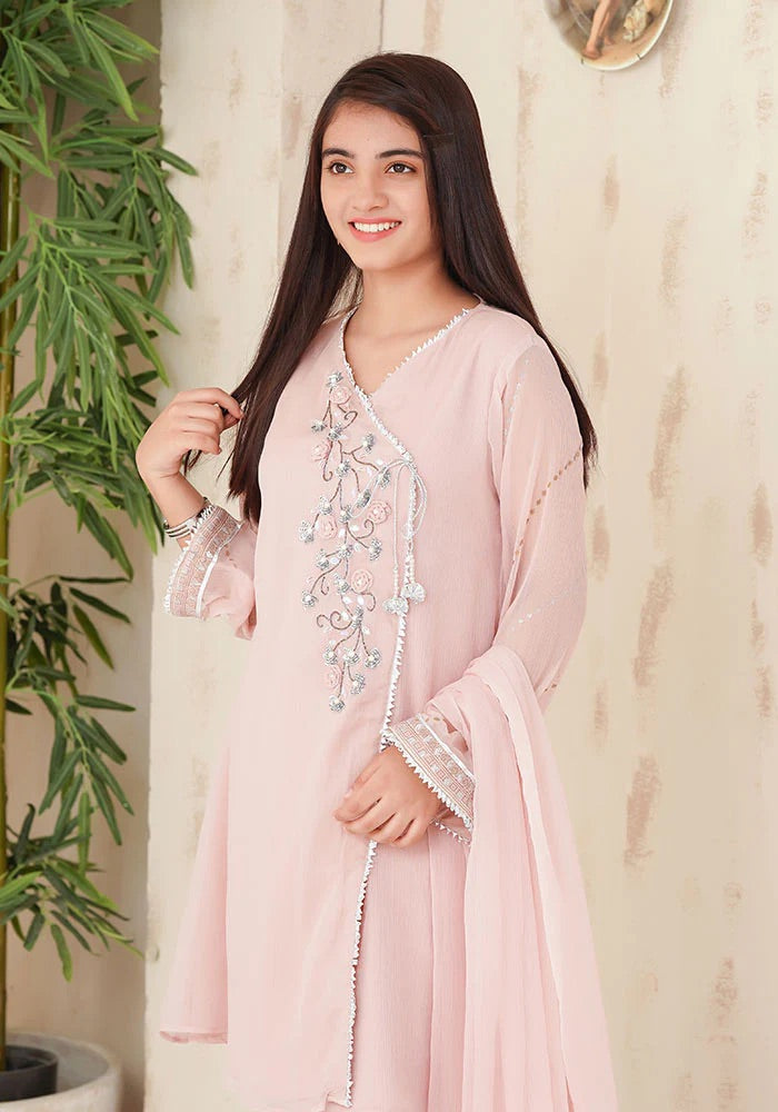 EMBROIDERED CHIFFON KIDS 3-PC SUIT