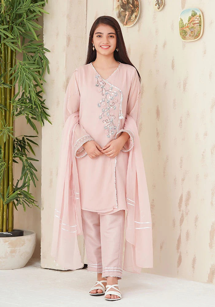 EMBROIDERED CHIFFON KIDS 3-PC SUIT